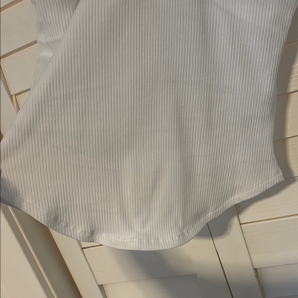 White Racer Back Ribbed Tank Top (Built in bra) - Picture 5 of 6